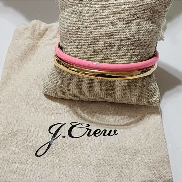 J. Crew pink and gold tone bangle bracelets lot bundle - Picture 2 of 6